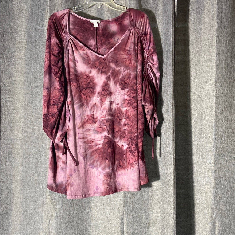 3/4 runched tie Sleeve Blouse